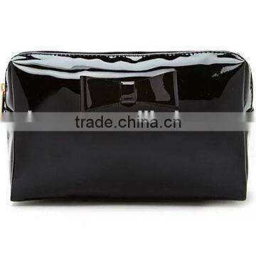 High Quality Black Mirror Leather Cosmetic Bag photo-5