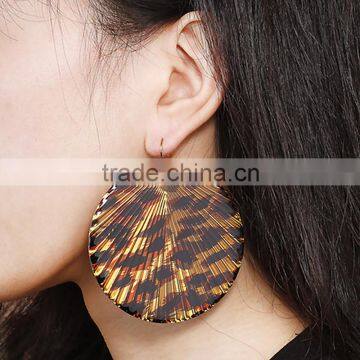 Fashion European And American Design Wholesale Exaggerated Sexy Leopard Eardrop Allergy Free Big Round Earrings For Women