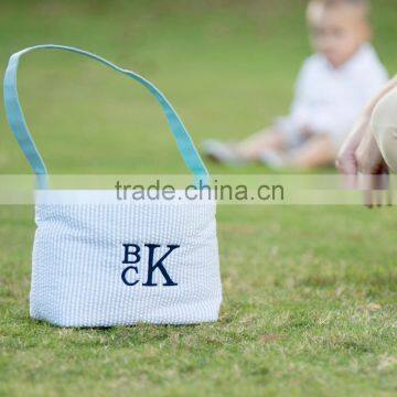 Wholesale Boutique Easter Basket Monogrammable Seersucker Bucket photo-4