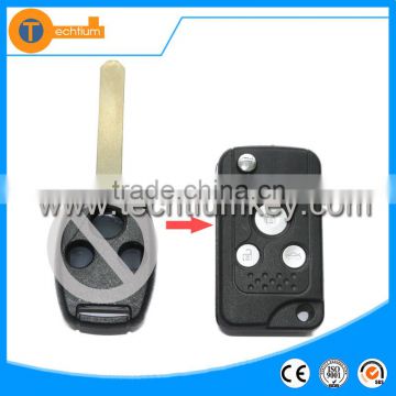 3 button remote flip car key cover shell with logo and blade key blank case replacement for honda crv 2008