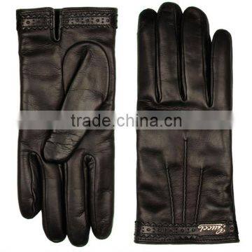 Men Fashion Dress Lambskin Leather Gloves Cashmere Lined
