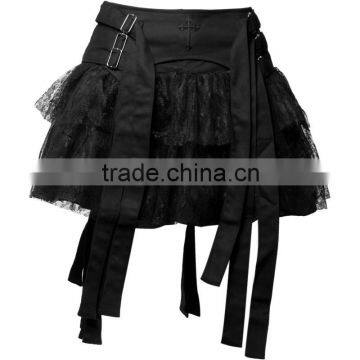 GOTHIC BLACK MINI SKIRT FOR WOMENS STEAMPUNK GOTH