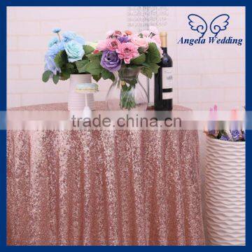 CL006D good quality heavy beaded 132 inch round cheap decorative rose gold sequin table cloth