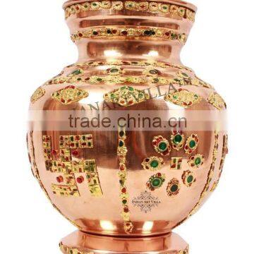 Handmade Pure Copper 1500 ML Designer Pooja Kalash - Pooja Home Decore Wedding