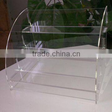 Five Layers Trapezoidal Transparent Acrylic Shoes Display Shelf