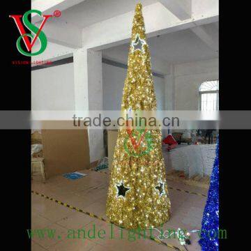 High quality Christmas decoration 3D tall cone tree garland motif light