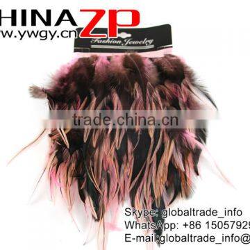 ZPDECOR Plumage Manufacturer Wholesale Cheap Cock Fringe Directly Dyed Light Pink Rooster Saddle Feathers Trims photo-4