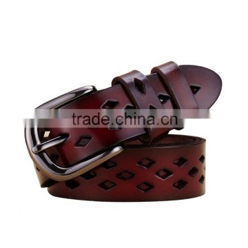 China supplier latest fancy design leather belts with holes for women