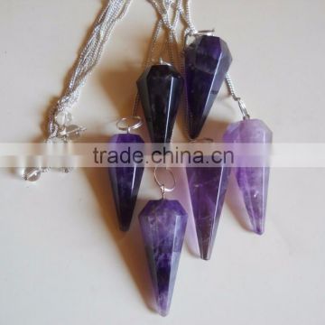 AFRICAN AMETHESE AGATE 6 FACETED PENDULUM