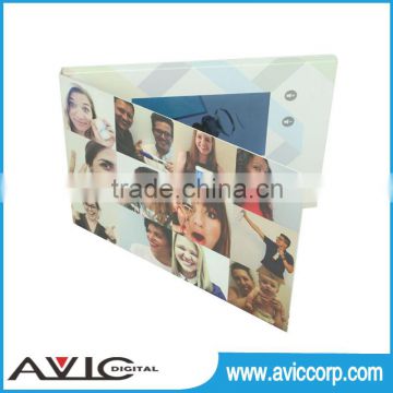 AVIC Customized 7 inch HD IPS screen paper business video brochure lcd greeting card built in memory for christmas