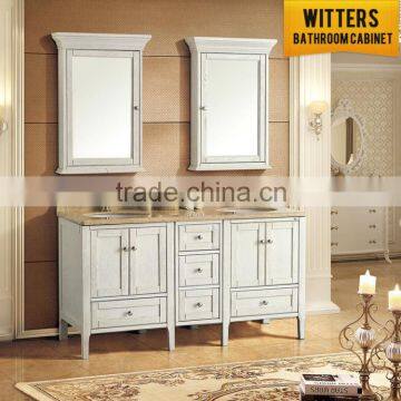 Top Double Basin Classic White Painting Bathroom Cabinet photo-1