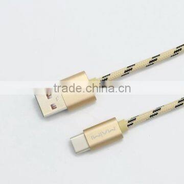 Metal Nylon Woven USB Cable With Blister Type c Usb Cable Pure Copper Wire
