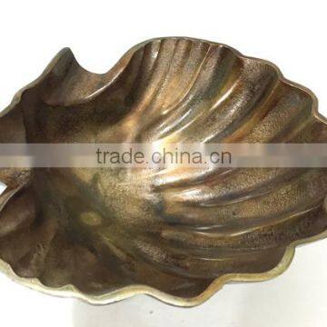 Shell shape decorative Fruit Tray, Aluminium antique Brass fruit tray for home & wedding decoration