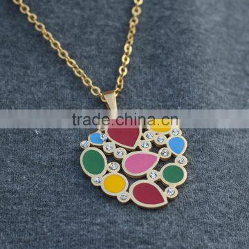 MUSE MN10061 Crystal Colorful Enamel Pendant Jewelry Set Wholesale