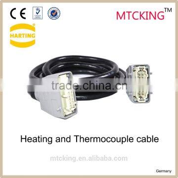 Heating and Thermocouple cable with hot runner temperature controller connectors