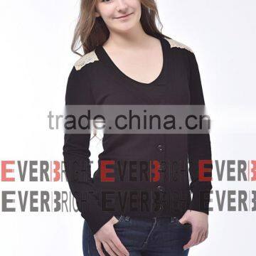 Canton Fair show 2016 black lace women cardigan sweater