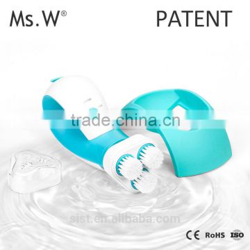 Ms.W electric sonic facial brush silicone rechangeable soft brush heads face cleansing brush