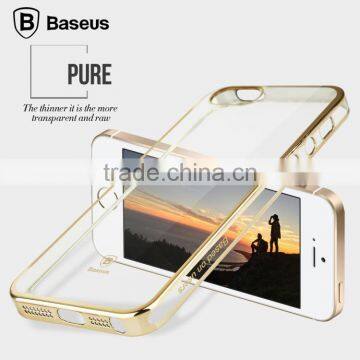 Original Baseus Glitter Series electro-plated case ultra thin transparent and Clear Plating PC Back Cover Case For iPhone 5S SE