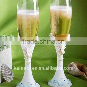 champagne glass with rresin holder