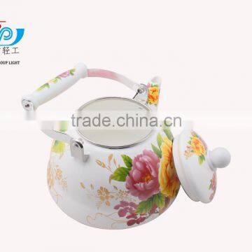 3L Good Quality Enamel Tea Kettle With Ceramic Handle Beautiful Decal photo-4