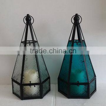 stylish stain glass candle holder with LED candle,stain glass lantern