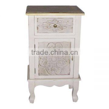 Antique White Finish Wooden Cabinet Retro Wooden Carved Cabinet Cheap Wooden Cabinet Wholesale