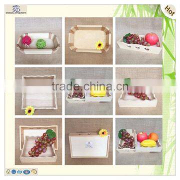 Handle Hole Heart Carving Waving Edge Wooden Tray photo-6