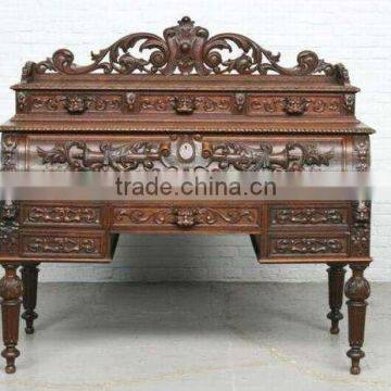 Wood carved Vintage antique writing table