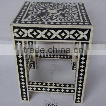 Buffalo Bone mosaic four leg stool with floral patterns also available in other mosaics