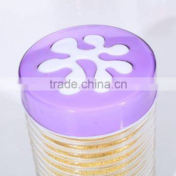 Set 4 Clear Round Empty Glass Storage Jars With Flower Screw Plastic Lid photo-2