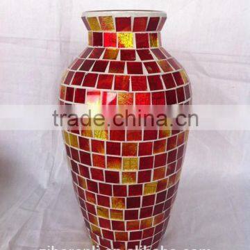 Wedding Decor Mosaic Unique Handblown Art Glass Vase photo-4