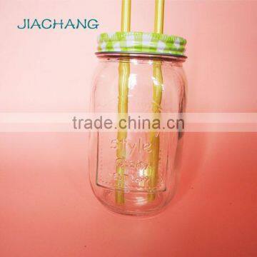 Drinkware Transparent Glass Table Beer Jar With 2 Pieces of Straws photo-3