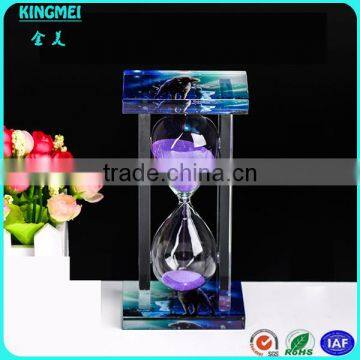 KM-CP18 Cheap Metal Acrylic Crystal Promotional Sand Timer Hourglass Gifts photo-4