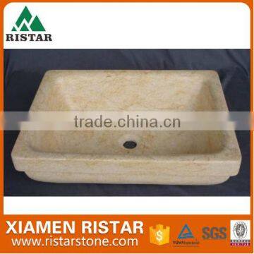 Natural square yellow marble stone bathroom basins and stone sinks RST-SB018