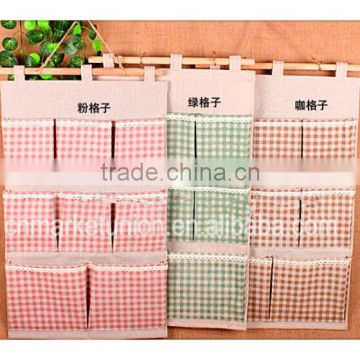 Hot sell ZAKKA cotton lattice eight pocket organizer wall mount storage bag s storage bags, Multifunctional Storage Bag