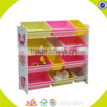 Wholesale hot sale wooden toy organizer for kids with 12 bins popular kids wooden storage box W08C034