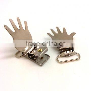 3/4inch PALM design High Quality Metal Suspender Clip with plastic teeth inside for garment