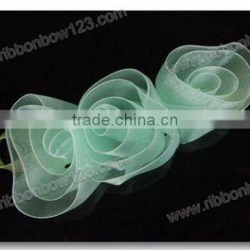 MSD wholesale organza ribbon flower for clothing/hat decoration