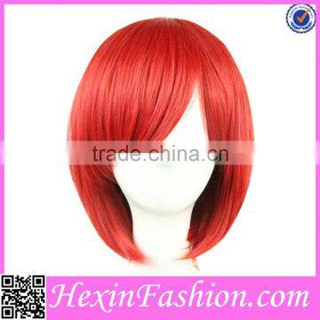 Girl 32 CM Length Red Short Wig Cap