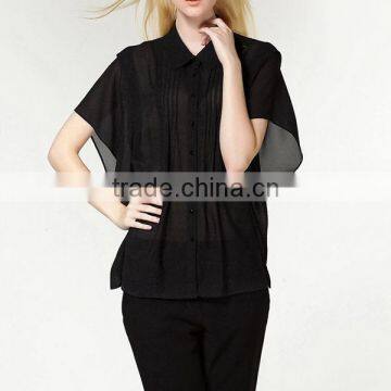 High Fashion Trendy Designed Batwing Sleeves Female Office Uniform Designs Ladies Fancy Tops photo-2