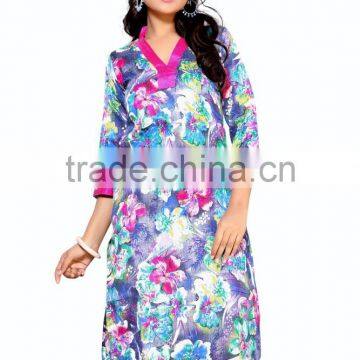 Designer Jute Silk Glamour Multi Kurtis photo-2