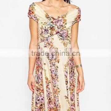 Sexy Womens Floral Printing Dress Plus Size Midi Skater Maternity Dress DR0007A photo-2