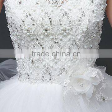 MGOO High Quality Customized Robe Marriage Wedding Dress Sleeves Empire Waist Elegant Tulle Crystal Ball Gown photo-4