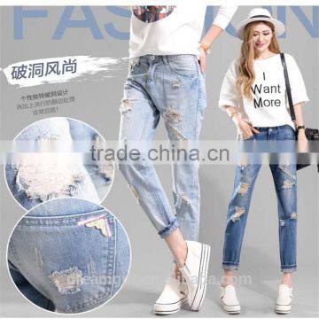 2016 New Fashion Women Slim Jeans Blue Jeans Female Stretch Pencil Jeans Female Hole photo-5