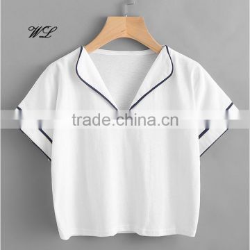 China suppliers top design woman t-shirt summer woman clothing custom woman wear