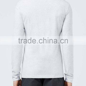 Mens Light Grey Casual t Shirts Turtle Neck Blank T-shirt Long Sleeve Cotton t Shirts photo-3