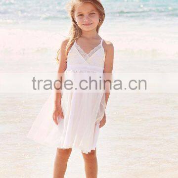 Baby Girl Ivory Lace Deep V Neck Beach Dress photo-4