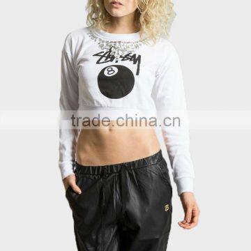 White Women Hoodies Dew navel Long sleeve sweater for women