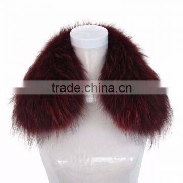 Myfur Wholesale Wine Red Fashion Fur Collar with Dyed Real Raccoon Fur