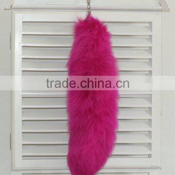 Keychain manufacturers fashion fur main export large fancy fox tail car key chain spring